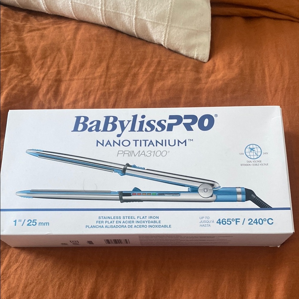 BaBylissPRO Nano Titanium Flat Iron - Blue and Silver